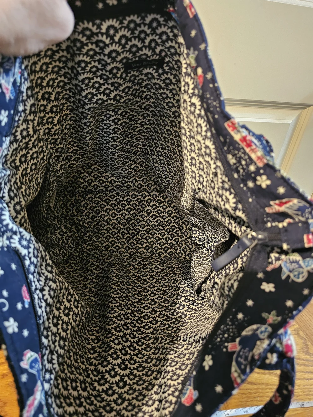 Vera Bradley XL Quilted Navy Floral Bird Tote Bag